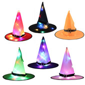 Pălărie de vrăjitoare Decorații de Halloween Pălărie de vrăjitoare strălucitoare Pălărie de vrăjitoare iluminată Pălării de vrăjitoare de Halloween Căciuli pentru femei bărbați copii