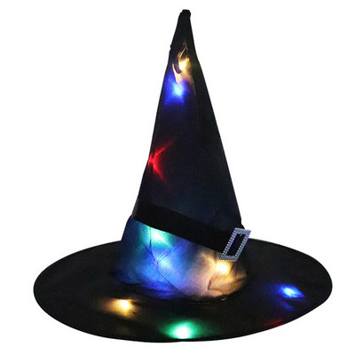Pălărie de vrăjitoare Decorații de Halloween Pălărie de vrăjitoare strălucitoare Pălărie de vrăjitoare iluminată Pălării de vrăjitoare de Halloween Căciuli pentru femei bărbați copii