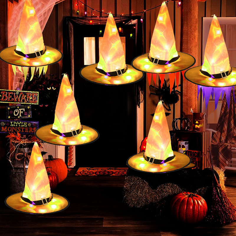 Pălărie de vrăjitoare Decorații de Halloween Pălărie de vrăjitoare strălucitoare Pălărie de vrăjitoare iluminată Pălării de vrăjitoare de Halloween Căciuli pentru femei bărbați copii