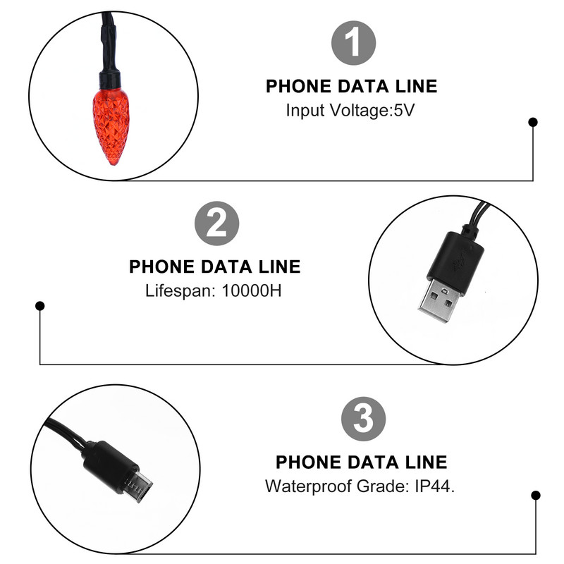1 kom višekratne praktične ukrasne svjetiljke s kabelom za punjenje Božić