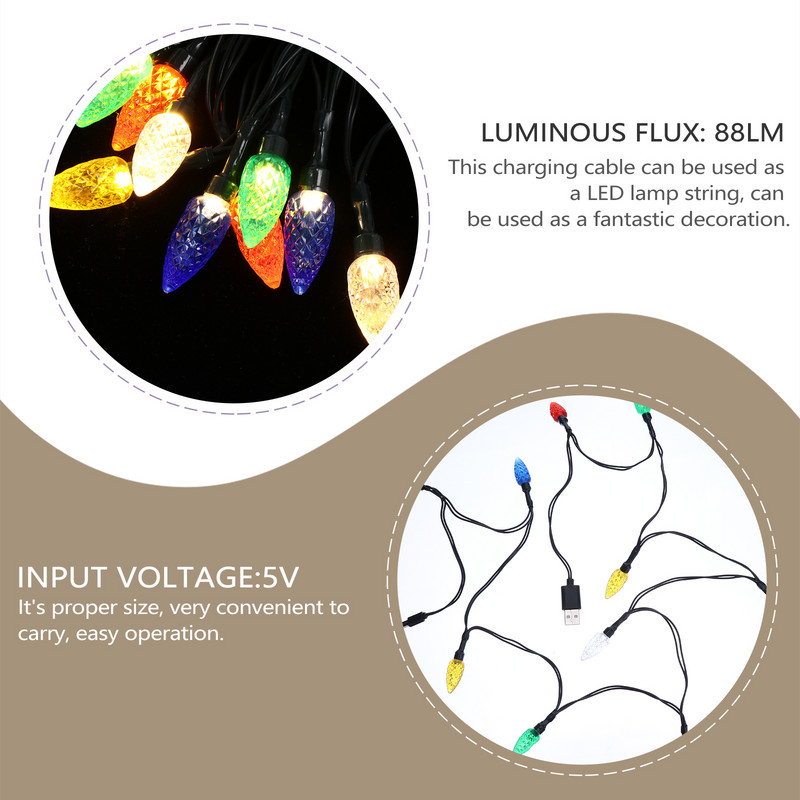 1 kom višekratne praktične ukrasne svjetiljke s kabelom za punjenje Božić