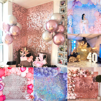 Κουρτίνα για πάρτι με σκηνικό τετράγωνο παγιέτες διακόσμηση τοίχου για πάρτι Baby shower sequin Glitter φόντο γενεθλίων με αλουμινόχαρτο