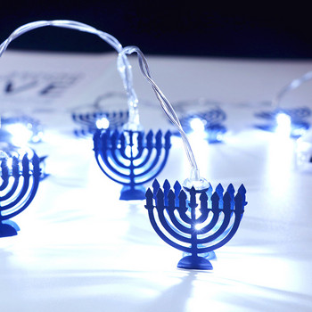 10 LED Chanukah Hanukkah String Light Party Свещник Работещи с батерии LED за декорации на домашна лампа Парти Светещи реквизити
