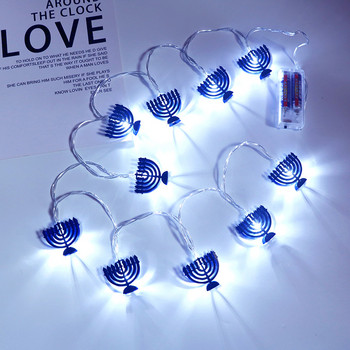 10 LED Chanukah Hanukkah String Light Party Свещник Работещи с батерии LED за декорации на домашна лампа Парти Светещи реквизити