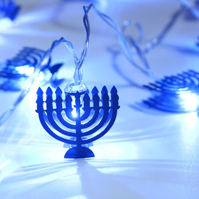 10 LED Chanukah Hanukkah String Light Party Κηροπήγιο LED που λειτουργεί με μπαταρία για διακοσμήσεις λαμπτήρων σπιτιού Φωτεινά στηρίγματα πάρτι