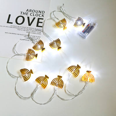 10 LED Chanukah Hanukkah String Light Party Κηροπήγιο LED που λειτουργεί με μπαταρία για διακοσμήσεις λαμπτήρων σπιτιού Φωτεινά στηρίγματα πάρτι