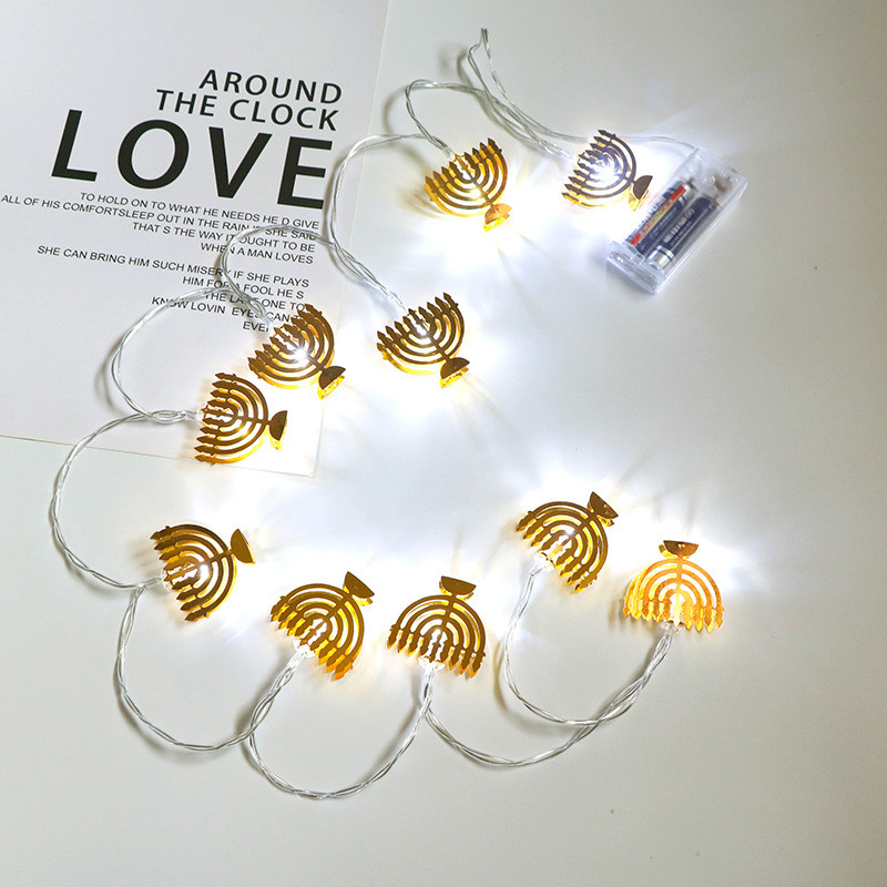 10 LED Chanukah Hanukkah String Light Party Κηροπήγιο LED που λειτουργεί με μπαταρία για διακοσμήσεις λαμπτήρων σπιτιού Φωτεινά στηρίγματα πάρτι