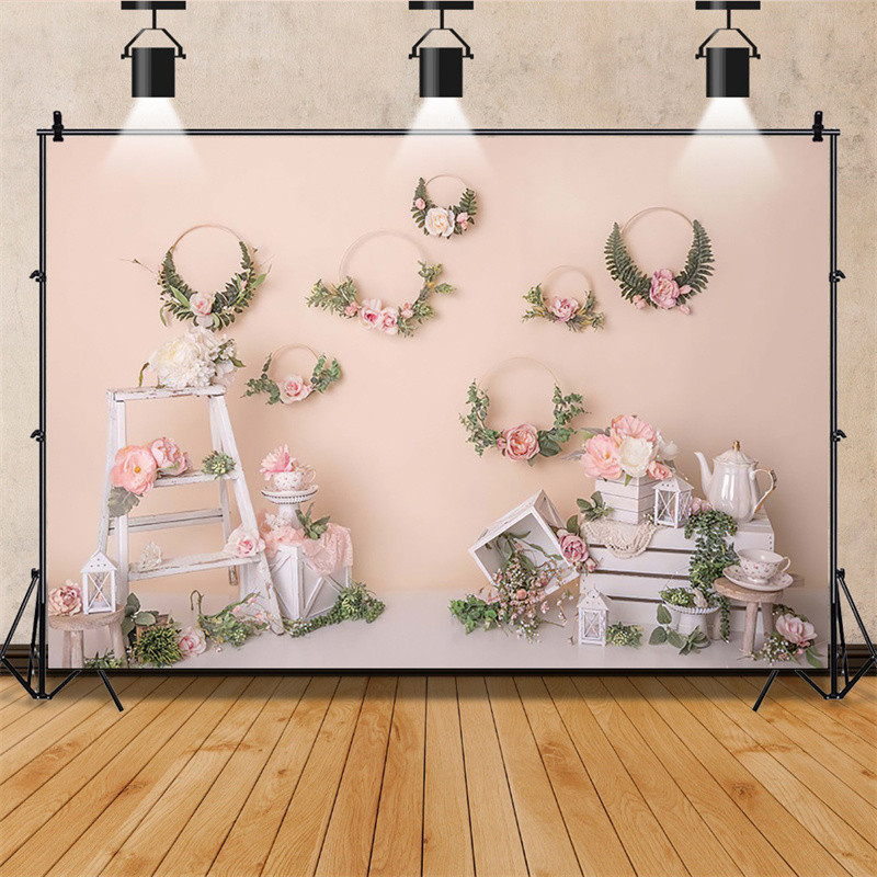 Cvjetni zid Unutarnja scena Dekoracija dječjih rođendana Dekoracije za zabave Prilagođena pozadina Pozadina Babyshower Festa pribor