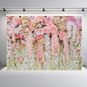 Фон с бяла роза, 3D завеса, цветна стена, сватба, рожден ден, фотофон, фон за фотостудио, фотографски фон 7*5FT винил