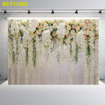 Фон с бяла роза, 3D завеса, цветна стена, сватба, рожден ден, фотофон, фон за фотостудио, фотографски фон 7*5FT винил