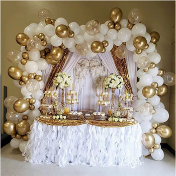 122 бр. Бял метален златен балон Арка с гирлянди Комплект прозрачни златни латексови балони на точки Сватба, рожден ден Парти Декор Baby Shower Globos