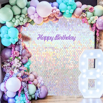 Iridescent Party Sequin Backdrop Glitter Shimmer Square Sequin Panel Διακόσμηση πάρτι γενεθλίων γάμου Κουρτίνα μπάνιου
