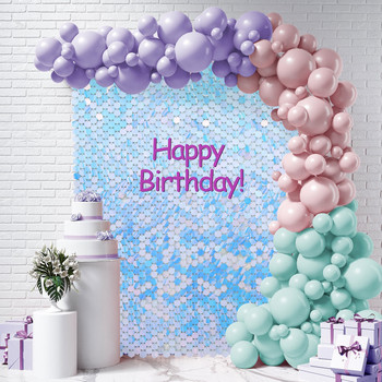 Iridescent Party Sequin Backdrop Glitter Shimmer Square Sequin Panel Διακόσμηση πάρτι γενεθλίων γάμου Κουρτίνα μπάνιου
