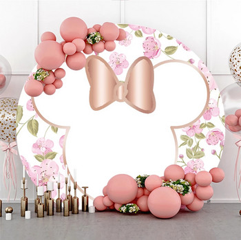 Нов фон с кръгла форма на Дисни Мини Мики Маус Парти с диаметър 100 см Фон Декорации за парти за рожден ден