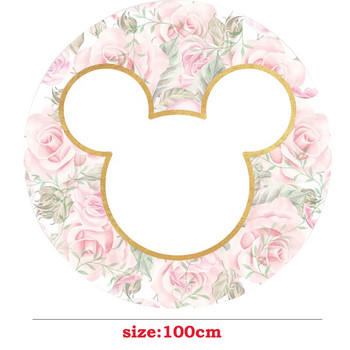 Νέο σκηνικό Disney σε σχήμα στρογγυλού σχήματος Minnie Mickey Mouse Θέμα πάρτι με διάμετρο 100 εκ. Φόντο Διακοσμήσεις Baby Shower Πάρτι γενεθλίων