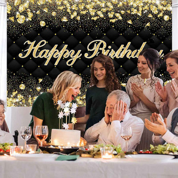 Χρυσό Glitter Happy Birthday Backdrop Φόντο μονόκερου για ενήλικες για φωτογραφία Διακόσμηση πάρτι για παιδιά Διακόσμηση παιδικού ντους