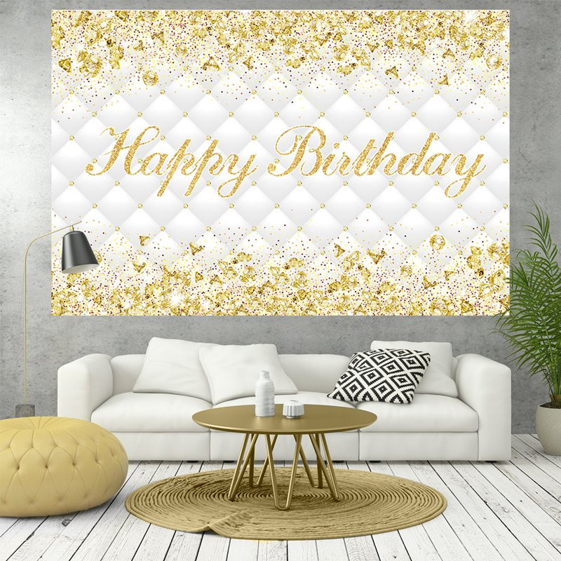 Kuldse sädelega palju õnne sünnipäevaks Taust Täiskasvanute ükssarviku taust fotode jaoks Palju õnne sünnipäevaks, laste jaoks mõeldud beebidušši sisekujundus