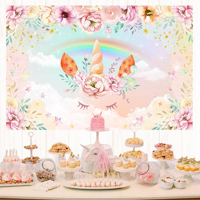 Kuldse sädelega palju õnne sünnipäevaks Taust Täiskasvanute ükssarviku taust fotode jaoks Palju õnne sünnipäevaks, laste jaoks mõeldud beebidušši sisekujundus