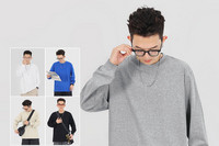 Ανδρική μπλούζα με λαιμόκοψη O και μακριά μανίκια