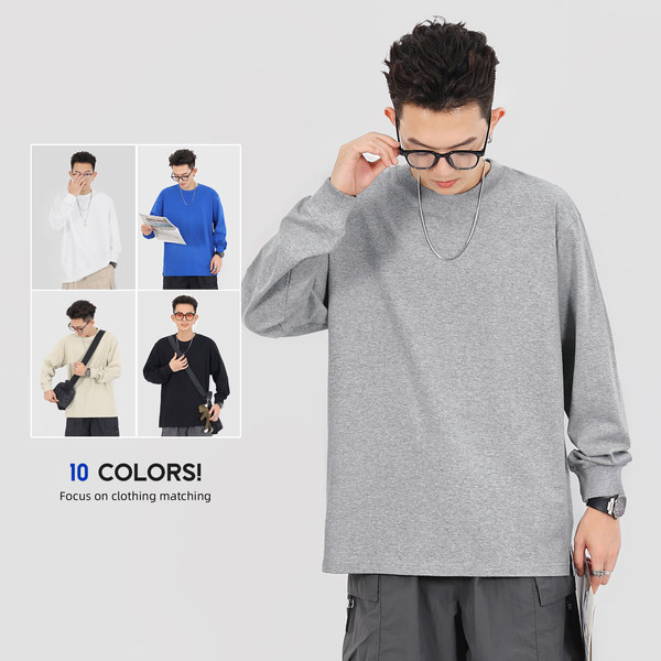 Ανδρική μπλούζα με λαιμόκοψη O και μακριά μανίκια