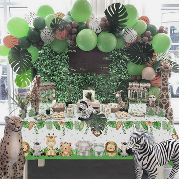 Σετ επιτραπέζια σκεύη ζούγκλας για παιδικά πάρτι γενεθλίων Διακοσμητικά χάρτινα πιάτα Κύπελλα μπαλόνια λατέξ