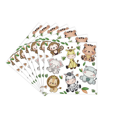 Džiunglių gyvūnų stalo reikmenų rinkinys Vaikams Gimtadienio dekoracijos Popierinės lėkštės Puodeliai Latekso Balionai