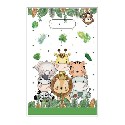 Džiunglių gyvūnų stalo reikmenų rinkinys Vaikams Gimtadienio dekoracijos Popierinės lėkštės Puodeliai Latekso Balionai