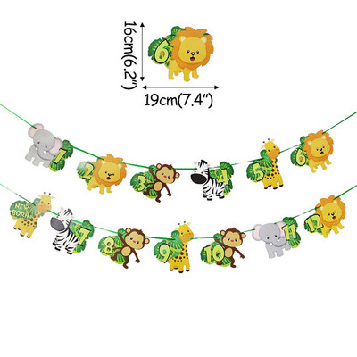 Džiunglių gyvūnų stalo reikmenų rinkinys Vaikams Gimtadienio dekoracijos Popierinės lėkštės Puodeliai Latekso Balionai