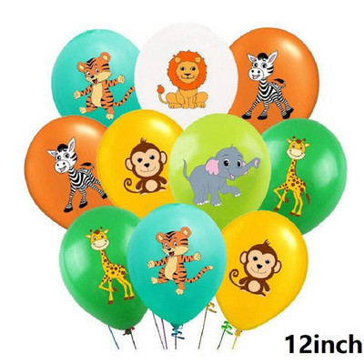 Džiunglių gyvūnų stalo reikmenų rinkinys Vaikams Gimtadienio dekoracijos Popierinės lėkštės Puodeliai Latekso Balionai