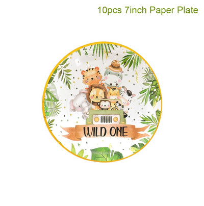 Set Vesela Animal Jungle Pentru Copii Decoratiuni pentru petreceri aniversare Farfurii din hartie Cupe Baloane Latex