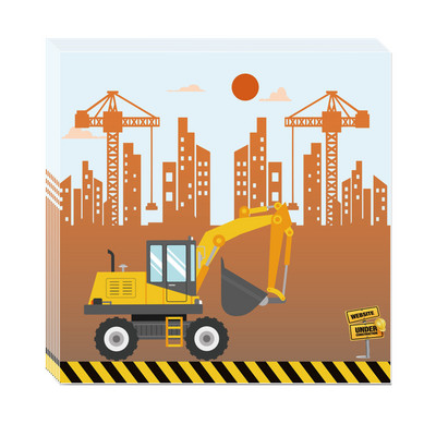 Statybinė tema Stalo reikmenys Traktorius Sunkvežimis Popieriniai puodeliai Lėkštės Staltiesė Vaikams Berniuko gimtadienio papuošalai