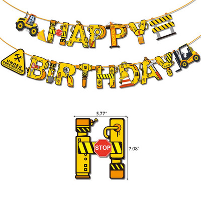 Statybinė tema Stalo reikmenys Traktorius Sunkvežimis Popieriniai puodeliai Lėkštės Staltiesė Vaikams Berniuko gimtadienio papuošalai