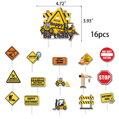 Statybinė tema Stalo reikmenys Traktorius Sunkvežimis Popieriniai puodeliai Lėkštės Staltiesė Vaikams Berniuko gimtadienio papuošalai