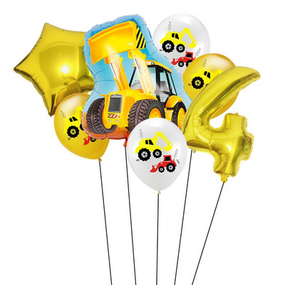 Statybinė tema Stalo reikmenys Traktorius Sunkvežimis Popieriniai puodeliai Lėkštės Staltiesė Vaikams Berniuko gimtadienio papuošalai