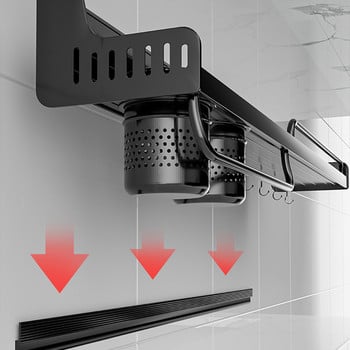 Многофункционална кухненска поставка 40/50 см рафт Пръчици за хранене Тръба с кука Кухненски органайзер Домашни аксесоари Монтиран на стена Без перфорация