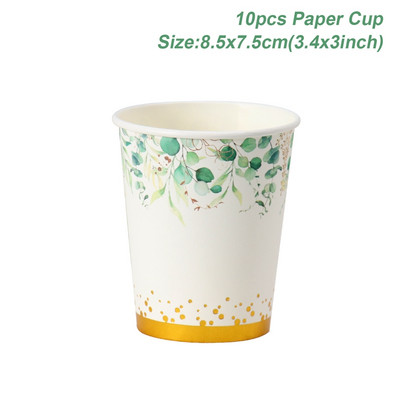 Šalavijų žalios spalvos vienkartiniai stalo reikmenys „Tropic Greenery Party Popierinės lėkštės Puodelis Havajai Vestuvių gimtadienio džiunglių teminis vakarėlio dekoras