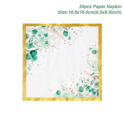 Šalavijų žalios spalvos vienkartiniai stalo reikmenys „Tropic Greenery Party Popierinės lėkštės Puodelis Havajai Vestuvių gimtadienio džiunglių teminis vakarėlio dekoras