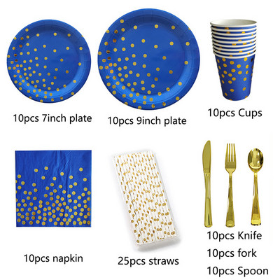 66/86/105 vnt Taškiniai vienkartiniai stalo reikmenų rinkiniai Popieriniai puodeliai Lėkštės Šiaudeliai Šakutės Vienkartiniai rinkiniai, skirti vestuvių Kalėdų vakarėlio dekoravimui