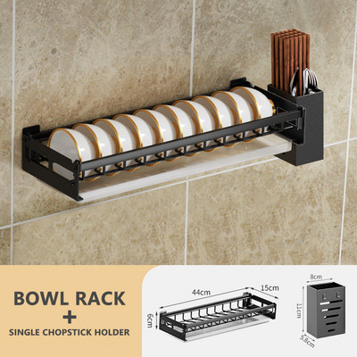 Indų lentyna Be perforavimo virtuvės tvarkyklė Sandėliavimo džiovinimo lentyna Ant sienos montuojama daugiafunkcė kanalizacijos lazdelės Šaukšto indų laikiklis