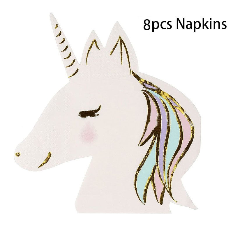 Ükssarviku ühekordsed lauanõud Ükssarviku peotarbed Pabertaldrikud Salvrätikud Palju õnne ükssarviku sünnipäevapeokaunistus vikerkaar hobusetüdruk