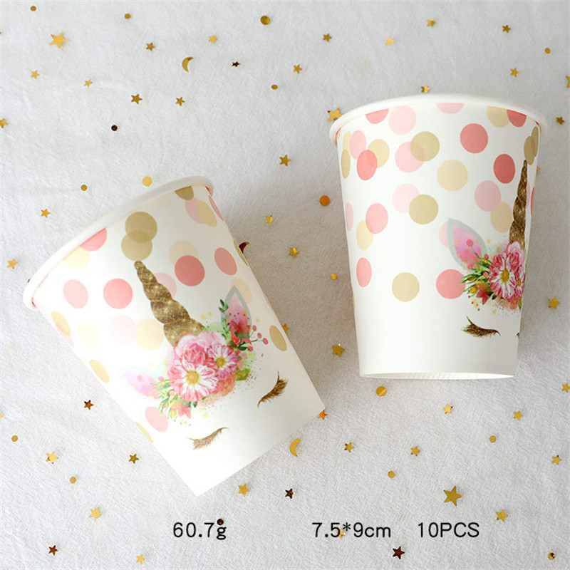 Επιτραπέζια σκεύη μιας χρήσης Unicorn Party Creative Girls Πιάτα Unicorn Χρωματιστά αυτοκόλλητα Χαρτί καλαμάκια Baby shower Διακόσμηση πάρτι γενεθλίων