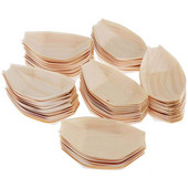 Akcija — mājas ballīšu piederumi, 80 mm vienreizējās lietošanas suši salātu deserta trauks, dabīgā priedes koka pasniegšanas laiva, 50 g.