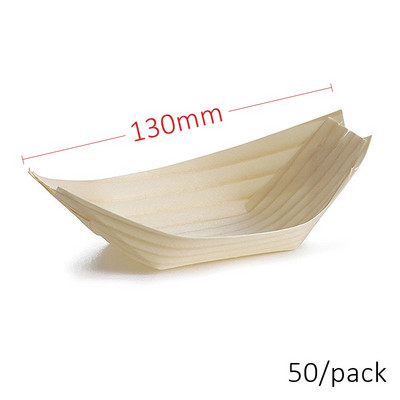 Akcija — mājas ballīšu piederumi, 80 mm vienreizējās lietošanas suši salātu deserta trauks, dabīgā priedes koka pasniegšanas laiva, 50 g.