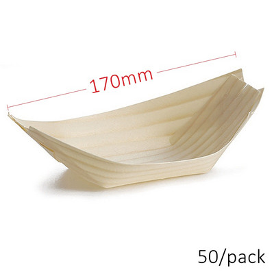 Akcija — mājas ballīšu piederumi, 80 mm vienreizējās lietošanas suši salātu deserta trauks, dabīgā priedes koka pasniegšanas laiva, 50 g.