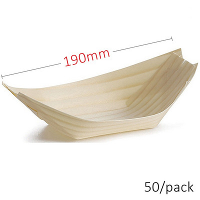 Akcija — mājas ballīšu piederumi, 80 mm vienreizējās lietošanas suši salātu deserta trauks, dabīgā priedes koka pasniegšanas laiva, 50 g.