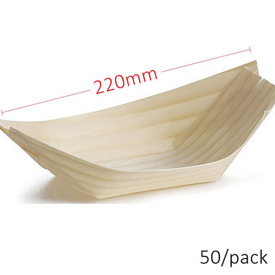 Akcija — mājas ballīšu piederumi, 80 mm vienreizējās lietošanas suši salātu deserta trauks, dabīgā priedes koka pasniegšanas laiva, 50 g.