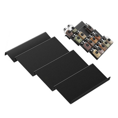 Vürtsisahtli korraldaja Akrüül vürtside riiul 4 astmega vürtside korraldaja köögikappide jaoks Reguleeritava disainiga ürdi- ja vürtsipurkide jaoks