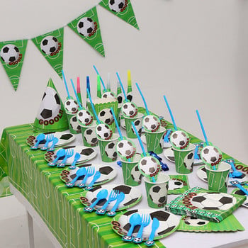 Ποδόσφαιρο Ποδόσφαιρο Θέμα Παιδικό Αγόρι Διακόσμηση πάρτι γενεθλίων Πιάτο χαρτοπετσέτας Πανό Καπέλο Τσάντα λάφυρα Σετ Τραπεζομάντιλο για πάρτι