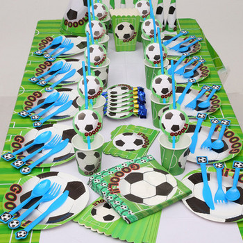 Ποδόσφαιρο Ποδόσφαιρο Θέμα Παιδικό Αγόρι Διακόσμηση πάρτι γενεθλίων Πιάτο χαρτοπετσέτας Πανό Καπέλο Τσάντα λάφυρα Σετ Τραπεζομάντιλο για πάρτι