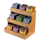 Vertical Tea Bag Organizer Bamboo Tea Bag Pockets Ζάχαρη Creamers Storage Ξύλινο κουτί για καφέ κουζίνας σπιτιού γραφείου